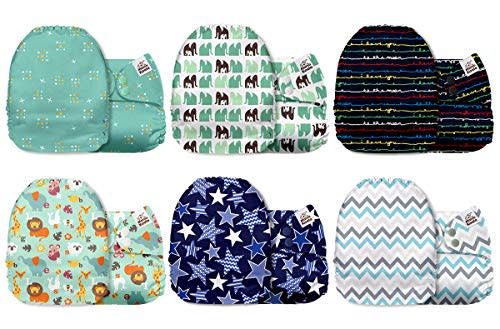 Mama Koala One Size Baby Washable Reusable Pocket Cloth Diapers, 6 Pack with 6 One Size Microfiber Inserts (Jagger) (Amazon / Amazon)