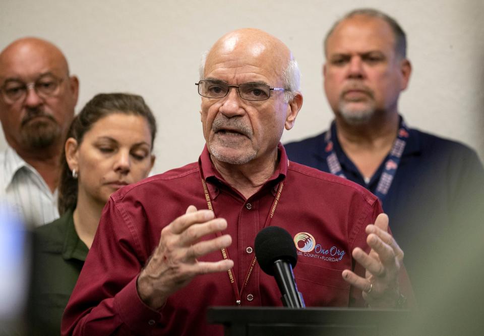 Lee County Manager Roger Desjarlais speaks at a press conference about Hurricane Ian on Tuesday, Sept 27, 2022, at the Lee County Emergency Operations Center in Fort Myers. 