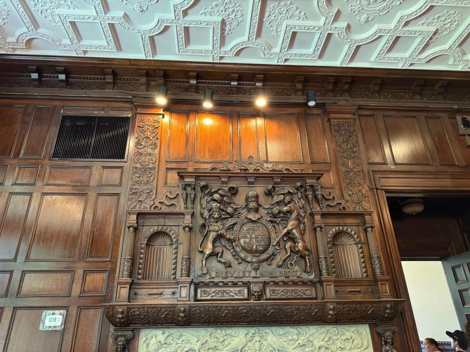 fireplace in library of hempstead house