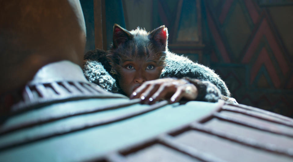 This image released by Universal Pictures shows Jennifer Hudson as Grizabella in a scene from "Cats." (Universal Pictures via AP)