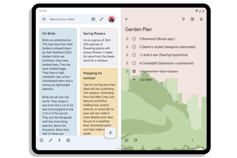 Google Keep on foldable