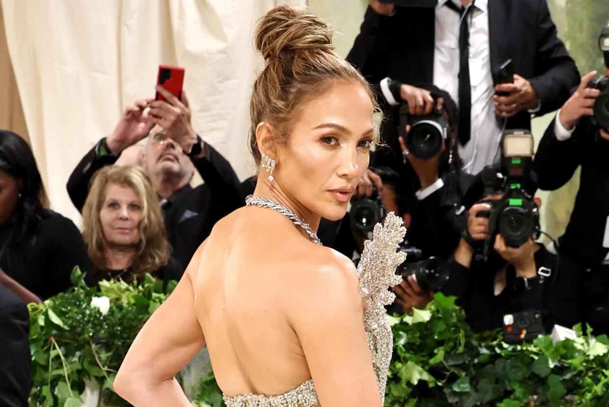 <p>Jamie McCarthy/Getty</p> Jennifer Lopez at 2024 Met Gala