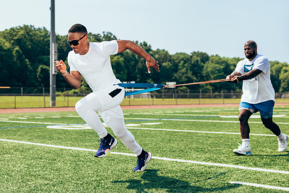 Pro quarterback Jalen Hurts in Eastbay Performance apparel. - Credit: Courtesy of Eastbay