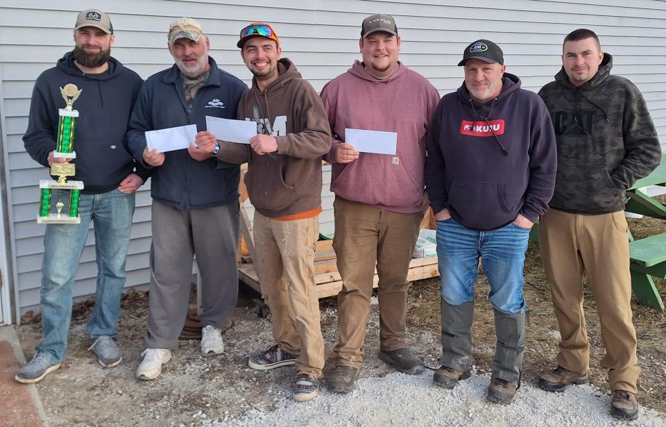 Maribel Sportsman’s Club held its 35th annual Cottontail Classic Feb. 10. Left to right, from first to sixth place, included Cody Kakuk, Doug Oswald, Logan Blazer, Nick Kropp, Jerry Schaus and Matt Cherney.