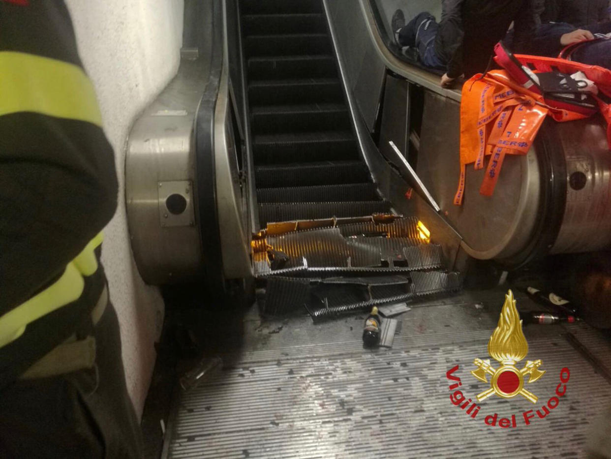 Many of the people hurt in an escalator accident in Rome on Tuesday were reportedly fans of CSKA Moscow who were in town for the night's Champions League soccer match against a local team. (Photo: ASSOCIATED PRESS)
