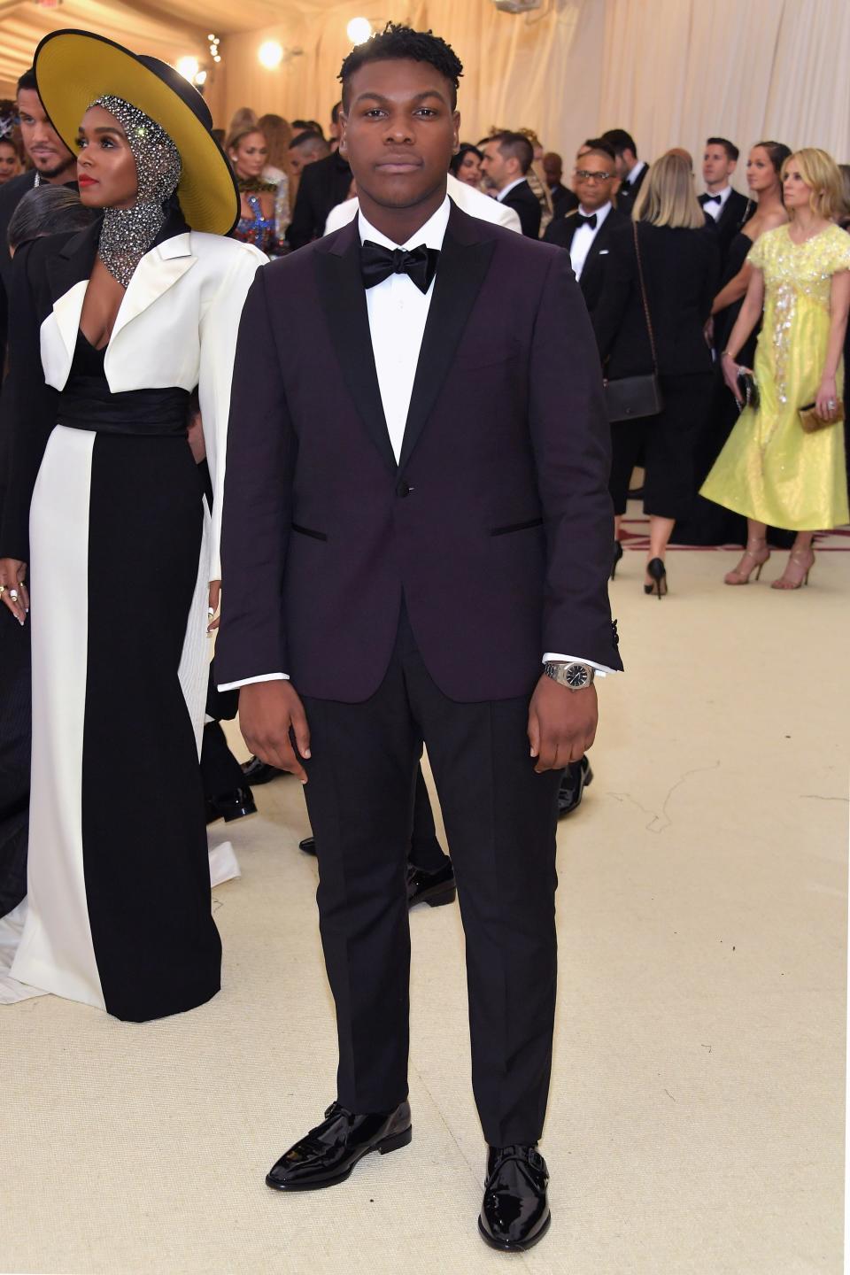 John Boyega 
 in Michael Kors Collection with Tod's shoes and The Tie Bar bow tie