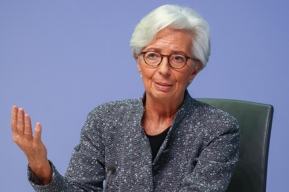 European Central Bank (ECB) President Christine Lagarde gestures as she addresses a news conference on the outcome of the meeting of the Governing Council, in Frankfurt, Germany, March 12, 2020. REUTERS/Kai Pfaffenbach