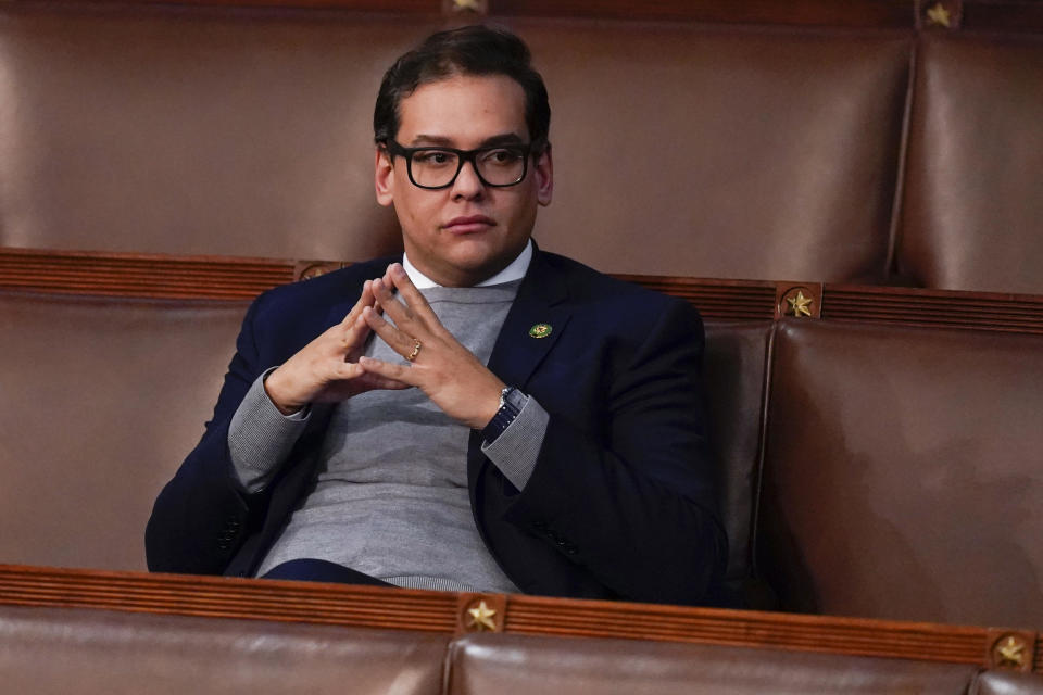 Rep. George Santos, R-N.Y., waits for the start of a session in the House chamber as the House meets for the fourth day to elect a speaker, on Friday, Jan. 6, 2023. / Credit: Alex Brandon / AP