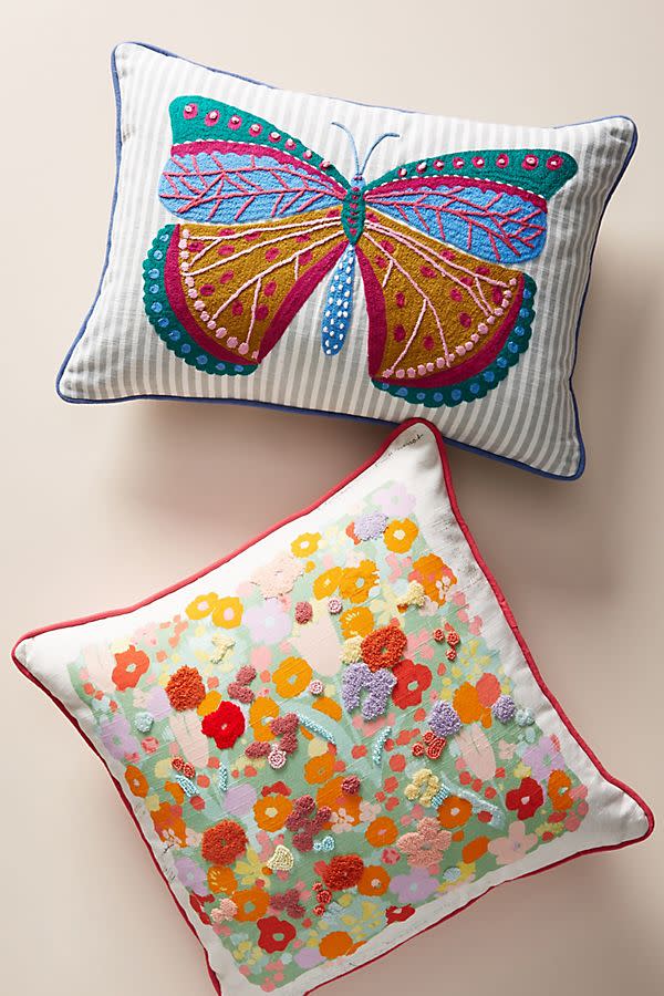 Paule Marrot Embroidered Posies Pillow