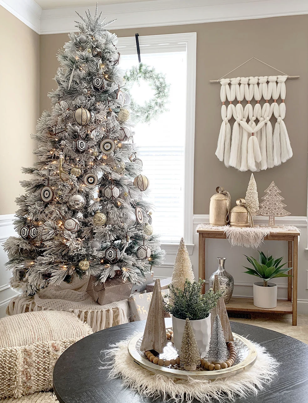 a decorated christmas tree in a living room