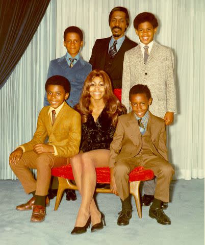 <p> Michael Ochs Archives/Getty</p> Tina Turner, Ike Turner and sons Ike Jr., Craig, Ronnie and Michael