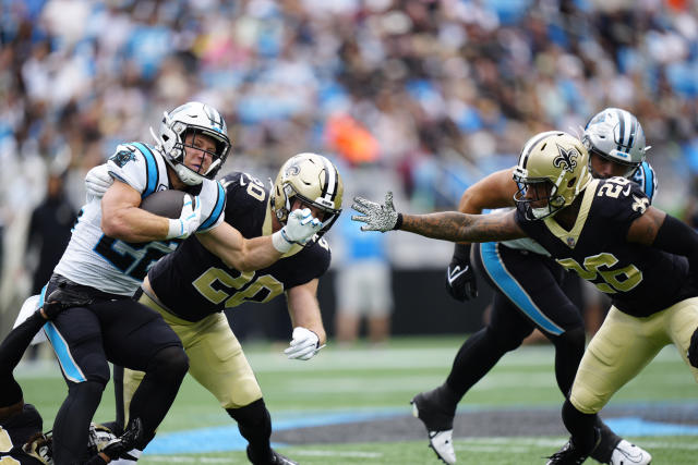 Carolina Panthers cornerback Donte Jackson (26) warms up before an NFL  football game against the New Orleans Saints, Sunday, Sept. 25, 2022, in  Charlotte, N.C. (AP Photo/Jacob Kupferman Stock Photo - Alamy