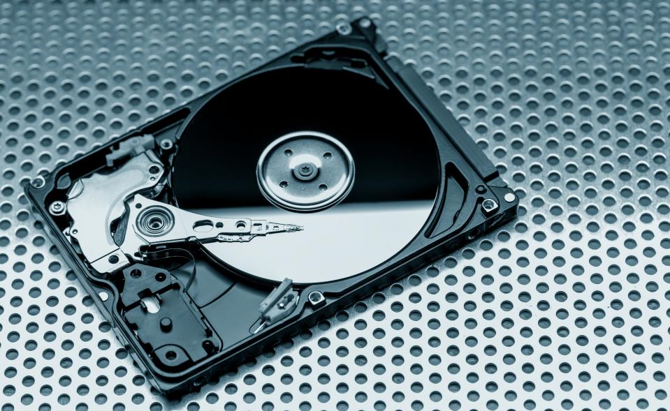 A platter-based hard disk.