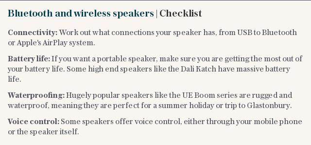 Bluetooth and wireless speakers | Checklist