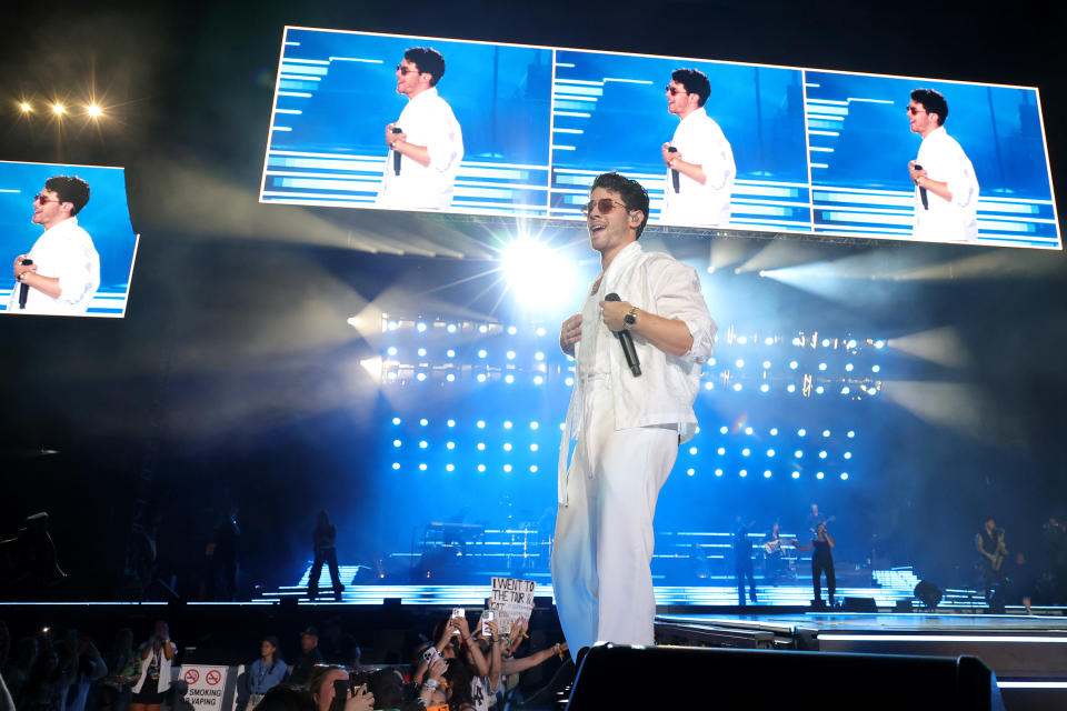 NEW YORK, NEW YORK - AUGUST 12: Nick Jonas performs onstage during Jonas Brothers "Five Albums, One Night" Tour Opening Night at Yankee Stadium on August 12, 2023 in New York City. (Photo by Kevin Mazur/Getty Images for Live Nation)