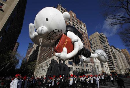 The Diary of a Wimpy Kid balloon floats down Central Park West during the 87th Macy's Thanksgiving Day Parade in New York