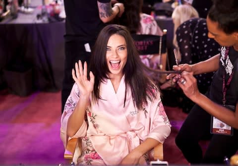 Lima backstage before the Victoria's Secret Fashion Show 2017