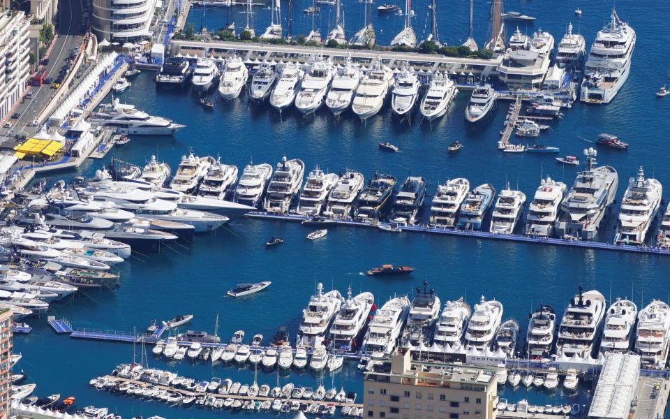 Luxury boats are seen during the Monaco Yacht Show, one of the most prestigious pleasure boat shows in the world - REUTERS / Alamy Stock Photo 