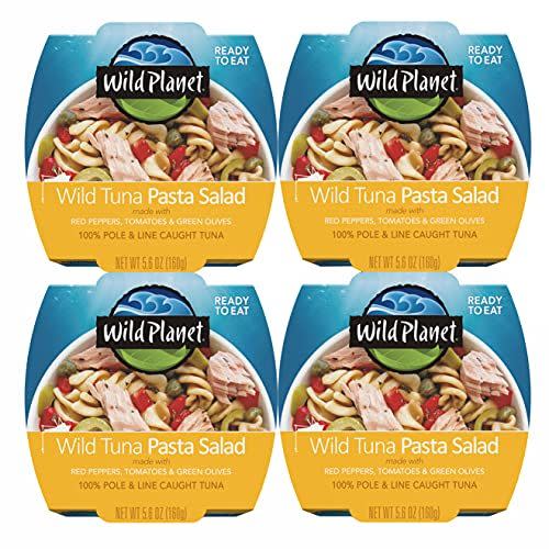 10) Ready-To-Eat Wild Tuna Pasta Salad With Organic Red Peppers, Tomatoes & Green Olives (Pack Of 4)