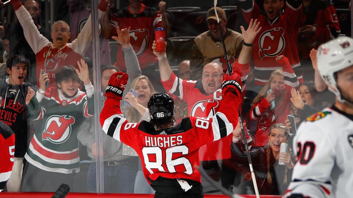 Jack Hughes Stare Down Celly 