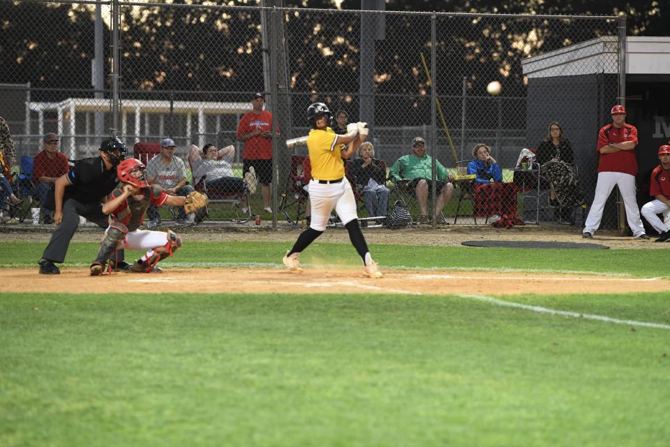Fort Meade honorable mention Jeremiah Cabrera puts the ball in play versus Dixie County in a Class 1A, Region 4 semifinals game in Fort Meade. The Miners lost the game 7-0.