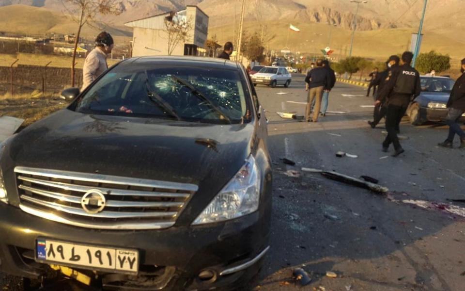 Image of scene where Mohsen Fakhrizadeh was killed in Absard, a small city just east of the capital, Tehran - AP