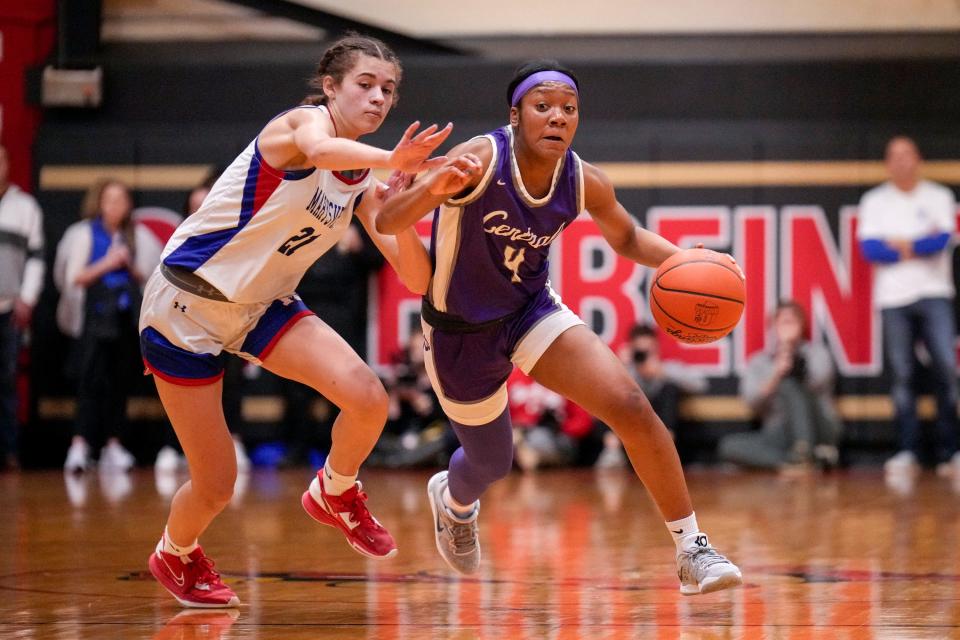 Pickerington Central's Madison Greene, right, and Marysville's JoJo Eberhart were named first-team all-state in Division I.