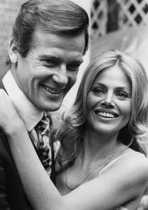 Britt Ekland and Roger Moore in 1974