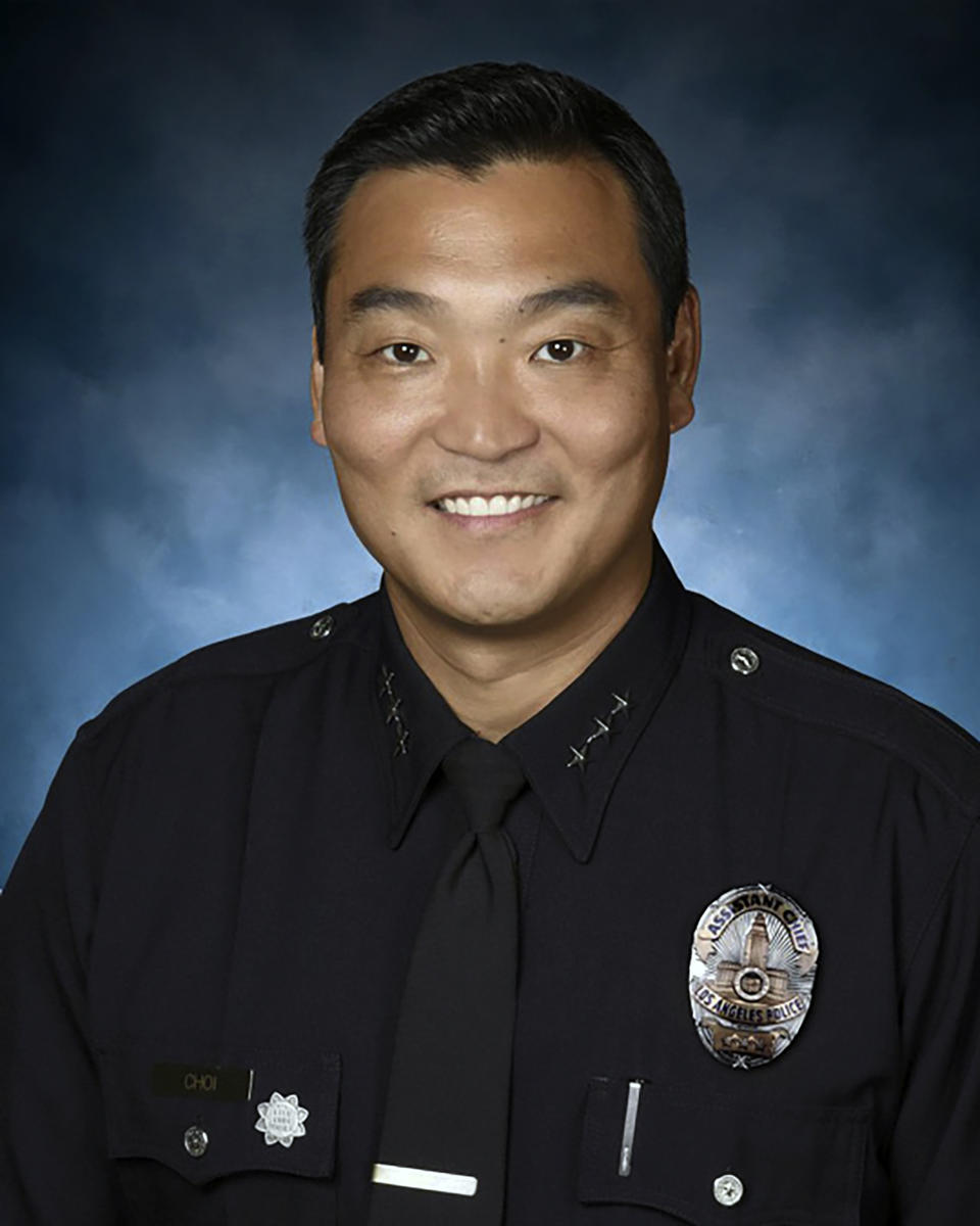 This undated photo provided by the Los Angeles Police Department shows Assistant Chief Dominic H. Choi. Choi was named interim chief of the Los Angeles Police Department on Wednesday, Feb. 7, 2024. Choi was unanimously appointed by the civilian Board of Police Commissioners, the mayor's office announced in a news release.(Los Angeles Police Department via AP)