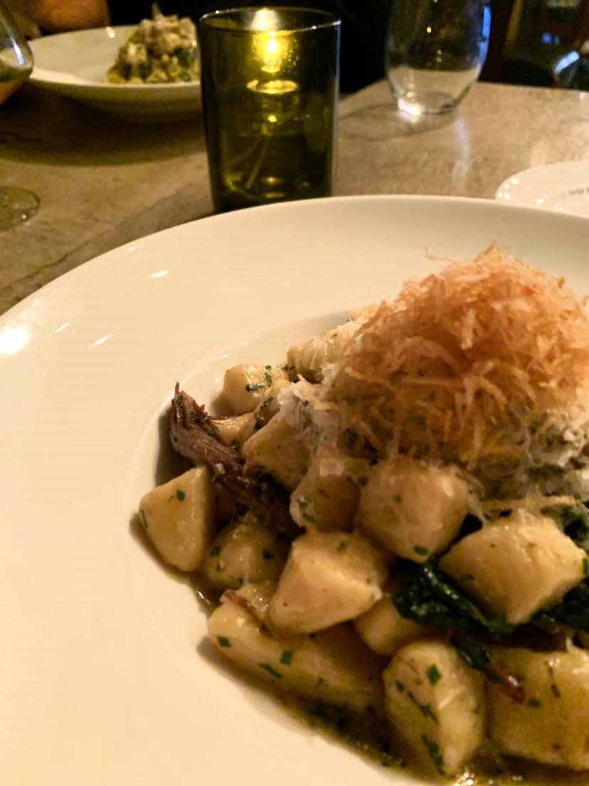 Gnocchi from Tutoni's in downtown York. Piled high with braised short rib, Swiss chard, shredded Grana Padano and crispy potatoes, this dish was a showstopper, both visually and in its richness and flavor.