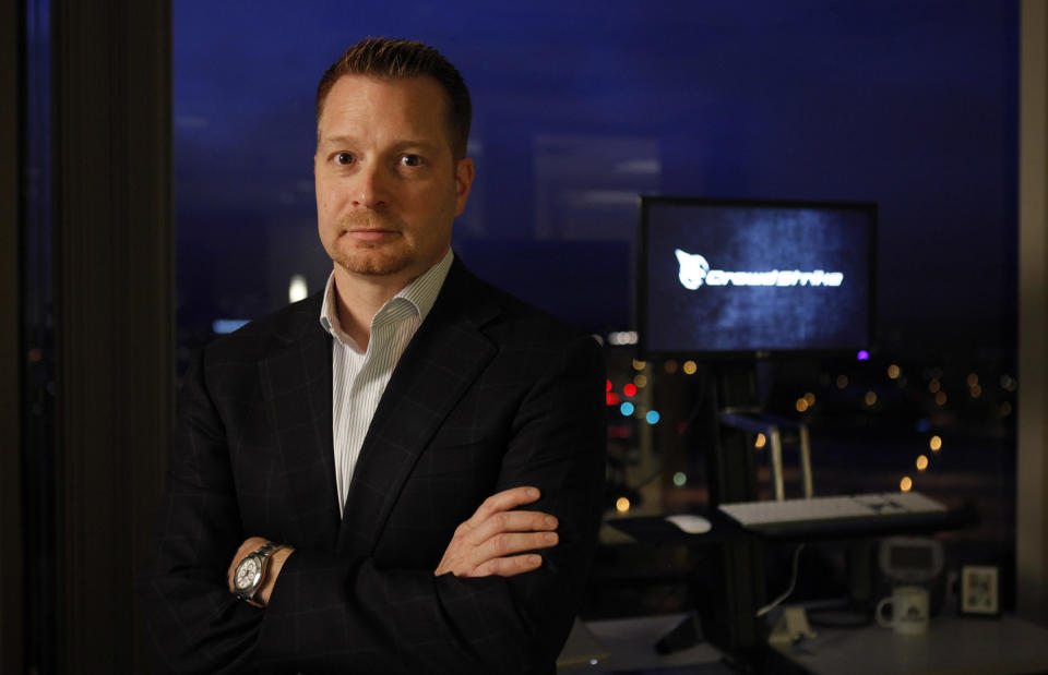 CrowdStrike Chief Executive George Kurtz is photographed in the company's offices. CrowdStrike helps companies protect their data, and the company has been successful given the increased threat of foreign based hackers from Russia and China.  (Photo by Katie Falkenberg/Los Angeles Times via Getty Images)