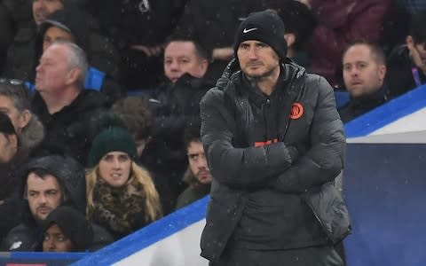 Chelsea's manager Frank Lampard during the UEFA Champions League Group H soccer match between Chelsea FC v Lille LOSC at Stamford Bridge in London Britain - Credit: REX