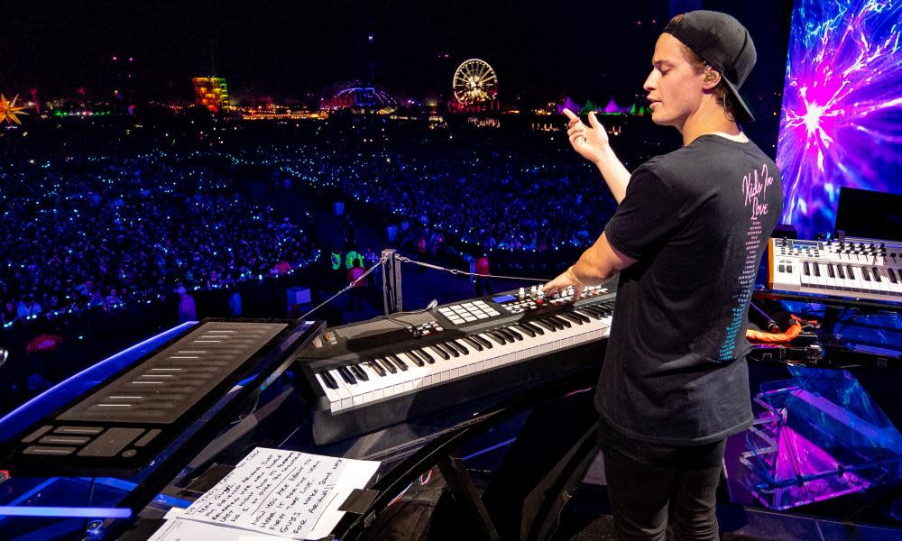 Avicii pictured during his set at the Coachella festival, California, earlier this month.