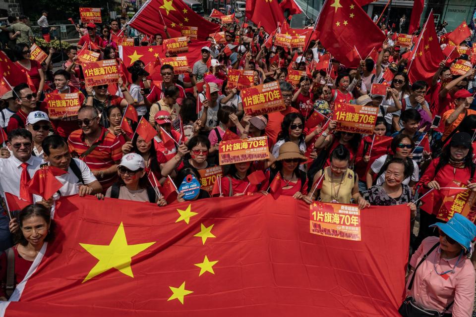 Pro-China rally on Sept. 29, 2019 in Hong Kong.