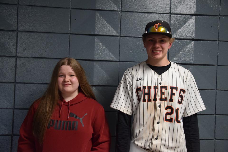 Caitlynn Richendollar (left) and Nolan Schley (right) were both recognized during the April 22, 2024 Cheboygan Area Schools Board of Education Meeting.