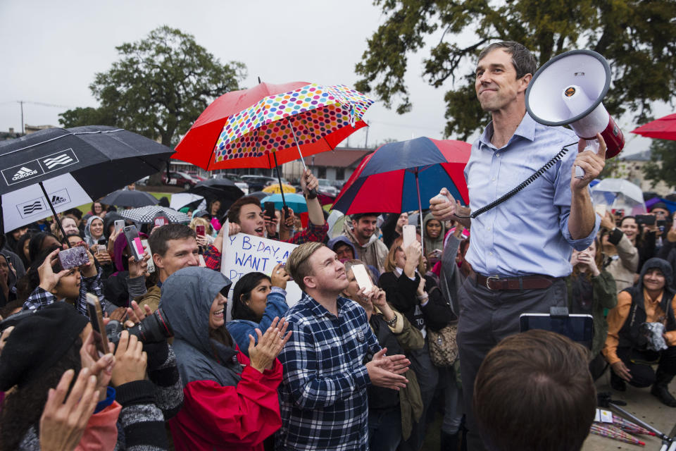 Beto O’Rourke, the Democratic challenger for the Senate in Texas, at one of his “pop-up” campaign events. (Photo: Amanda Voisard/Austin American-Statesman via AP)