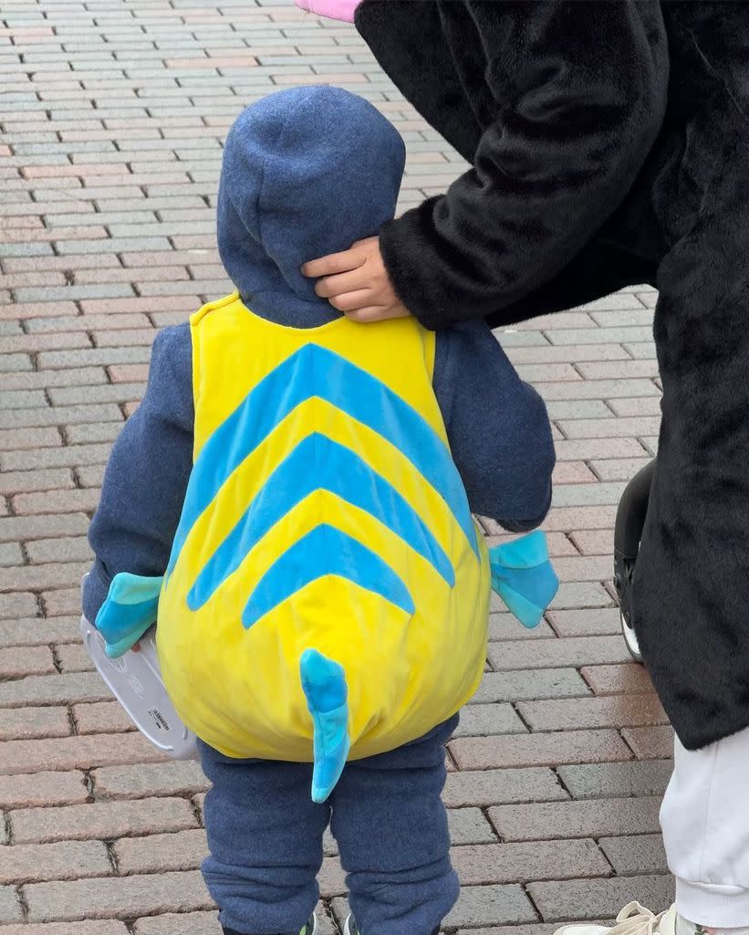 Niño disfrazado de Flounder de 'La Sirenita'