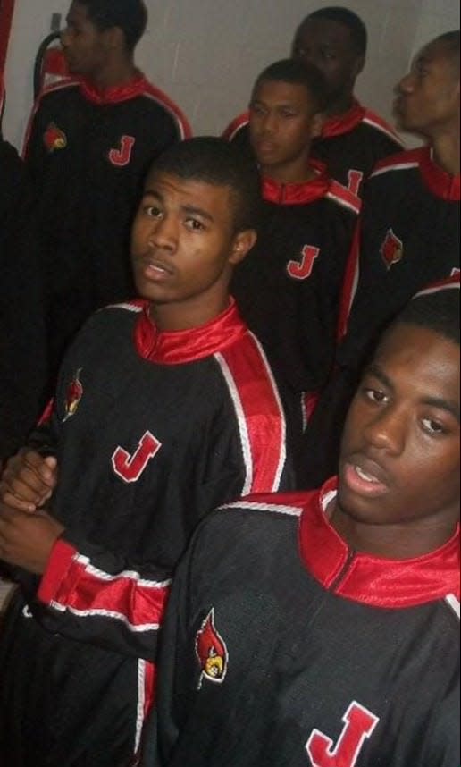 Detroit Lions cornerback Cam Sutton poses for a photo with his friend Pat Petty while at Jonesboro High School in Georgia. Sutton signed a three-year, $33 million deal with the Lions after playing for the Pittsburgh Steelers for six seasons.