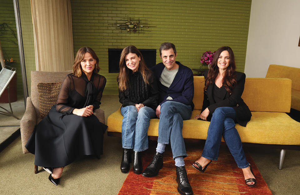 From left, Jennifer Garner, best-selling novelist and EP Laura Dave, showrunner (and Dave’s husband) Josh Singer and executive producer Lauren Neustadter, who says, “I felt in my heart and soul that we had to make this.”