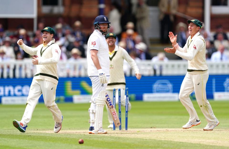 Jonny Bairstow cut a frustrated figure after being dismissed on Sunday (PA)