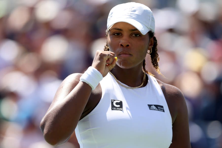 Taylor Townsend of the United States celebrates a point against Beatriz Haddad Maia of Brazil during their Women’s Singles Second Round match on Day Three of the 2023 U.S. Open at the USTA <span class="caas-xray-inline-tooltip"><span class="caas-xray-inline caas-xray-entity caas-xray-pill rapid-nonanchor-lt" data-entity-id="Billie_Jean_King" data-ylk="cid:Billie_Jean_King;pos:13;elmt:wiki;sec:pill-inline-entity;elm:pill-inline-text;itc:1;cat:Athlete;" tabindex="0" aria-haspopup="dialog"><a href="https://search.yahoo.com/search?p=Billie%20Jean%20King" data-i13n="cid:Billie_Jean_King;pos:13;elmt:wiki;sec:pill-inline-entity;elm:pill-inline-text;itc:1;cat:Athlete;" tabindex="-1" data-ylk="slk:Billie Jean King;cid:Billie_Jean_King;pos:13;elmt:wiki;sec:pill-inline-entity;elm:pill-inline-text;itc:1;cat:Athlete;" class="link ">Billie Jean King</a></span></span> National Tennis Center on Aug. 30, 2023, in the Flushing neighborhood of the Queens borough of New York City. (Photo by Matthew Stockman/Getty Images)