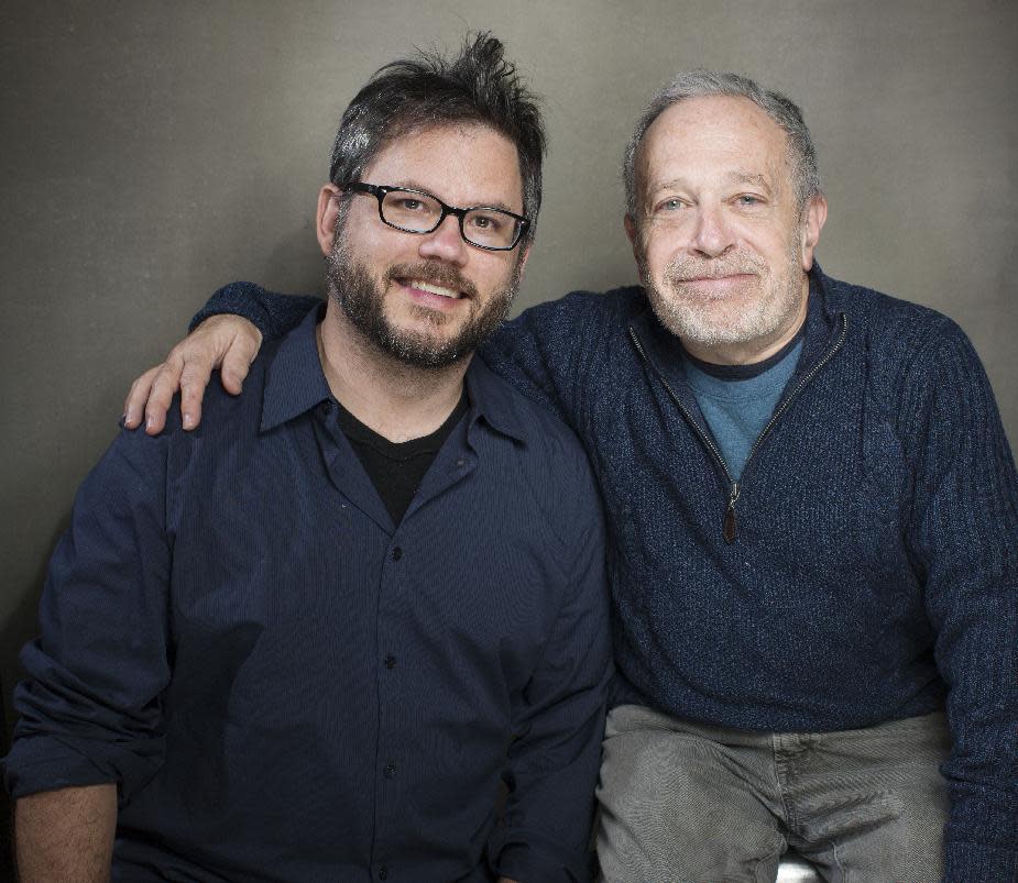 This Jan. 21, 2013 photo shows director Jacob Kornbluth, left, and author, economist and former Secretary of Labor Robert Reich from the film "Inequality For All" during the 2013 Sundance Film Festival at the Fender Music Lodge in Park City, Utah. (Photo by Victoria Will/Invision/AP)