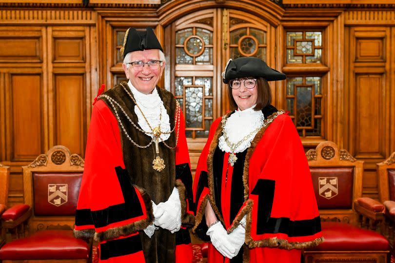 New North East Lincolnshire Mayor Cllr Steve Beasant and new Deputy Mayor Cllr Janet Goodwin in the formal robes of office