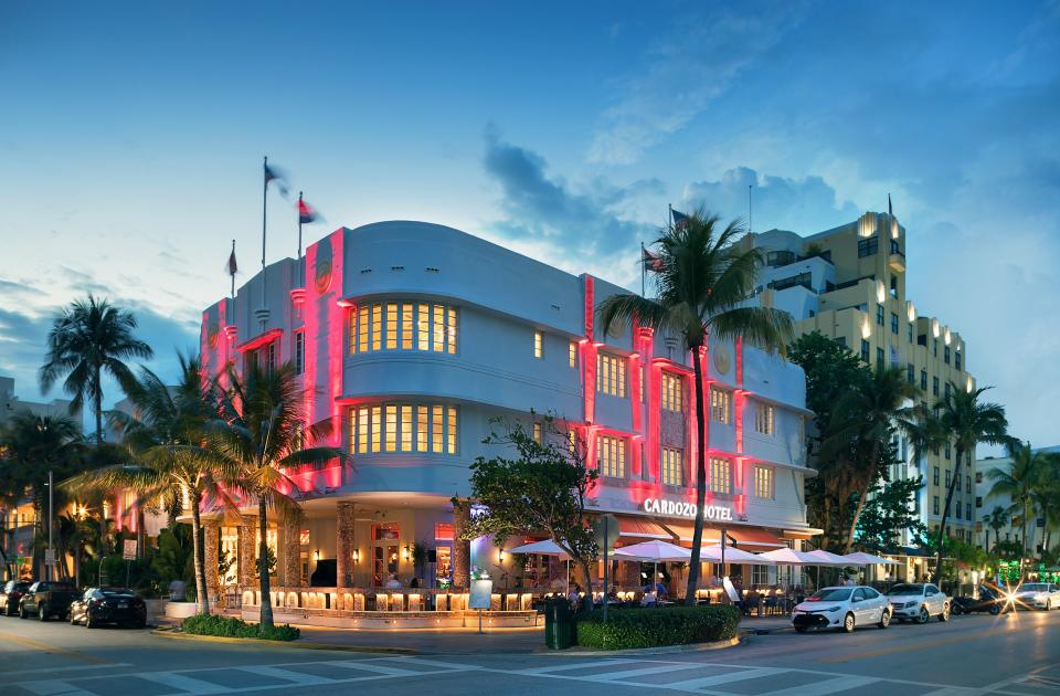 The Art Deco façade of Cardozo South Beach.