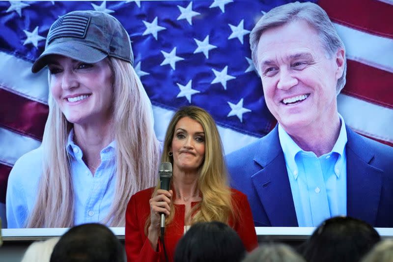 FILE PHOTO: Kelly Loeffler speak at a campaign event in Marietta