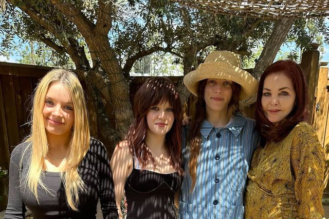 <p>Instagram/priscillapresley</p> The Lockwood twins with Riley Keough and Priscilla Presley