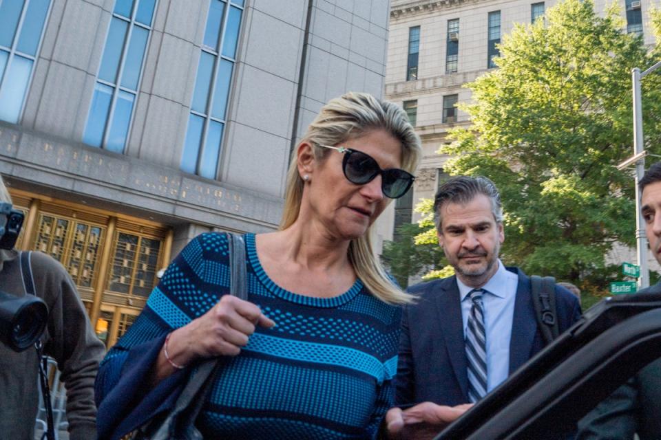 Nadine Menendez is pictured leaving federal court in Manhattan on 2 October. (Getty Images)