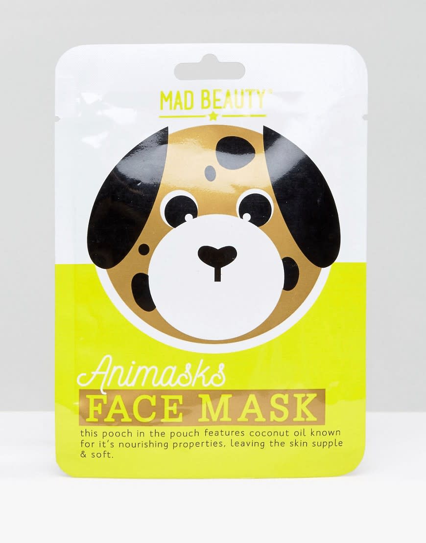 <p>If you thought that sheet masks look too much like a villain from a horror film, ASOS have got costume versions. This dog sheet mask, actually looks like a dog’s face! Also avalailable in Panda and Tiger designs, this mask is enriched with nourishing coconut oil to leave skin supple and soft.<br> Buy here </p>