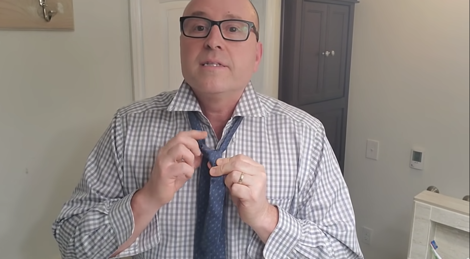 Rob's first video shared to Dad How Do I was how to tie a tie, something he learned from his college roommate. Photo: YouTube