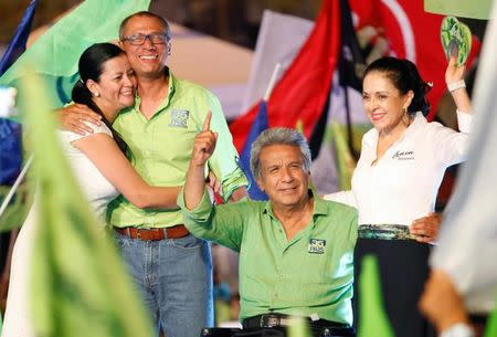 Lenin Moreno, presidential candidate from the ruling PAIS Alliance Party, attends closing campaign rally in Guayaquil, Ecuador, February 16, 2017. REUTERS/Guillermo Granja